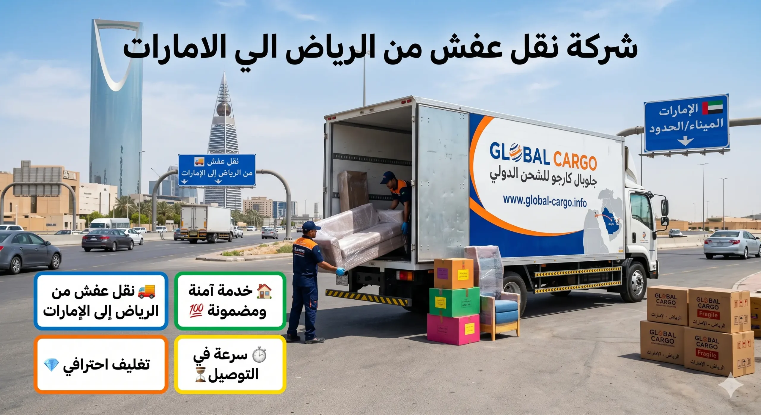 شركة نقل عفش من الرياض الى الامارات - جلوبال كارجو