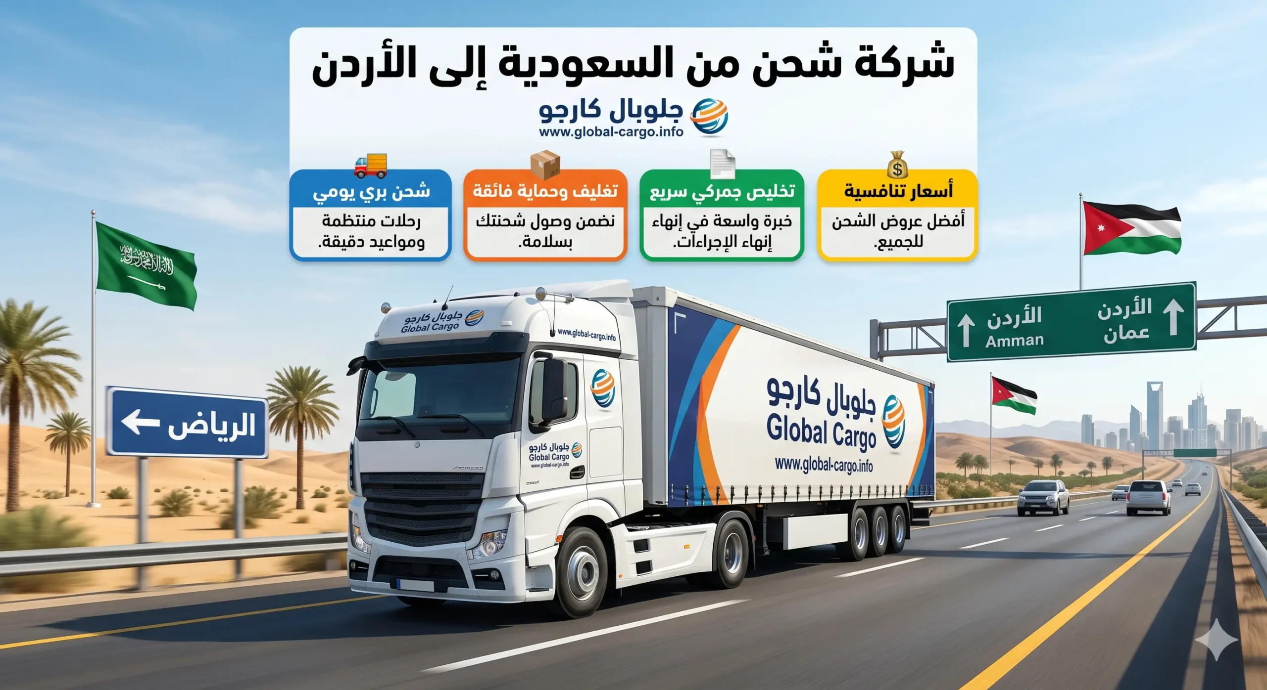 شركة شحن من السعودية الى الأردن - جلوبال كارجو