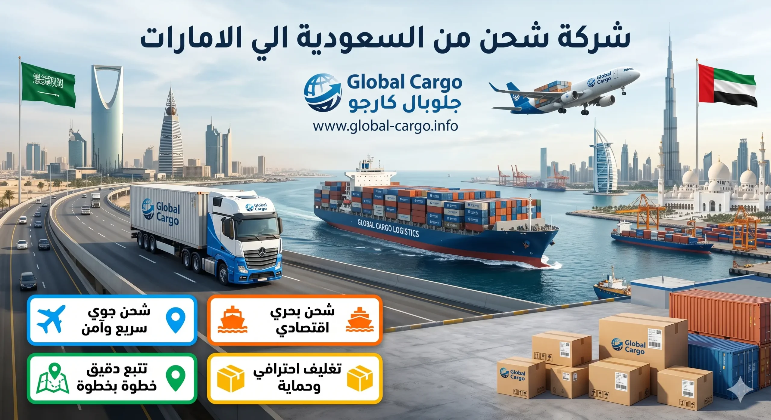شركة شحن من السعودية للامارات - جلوبال كارجو